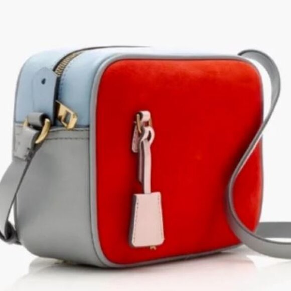 NWT J.Crew Italian Leather & Suede Signet Color-Block Crossbody - Picture 1 of 7
